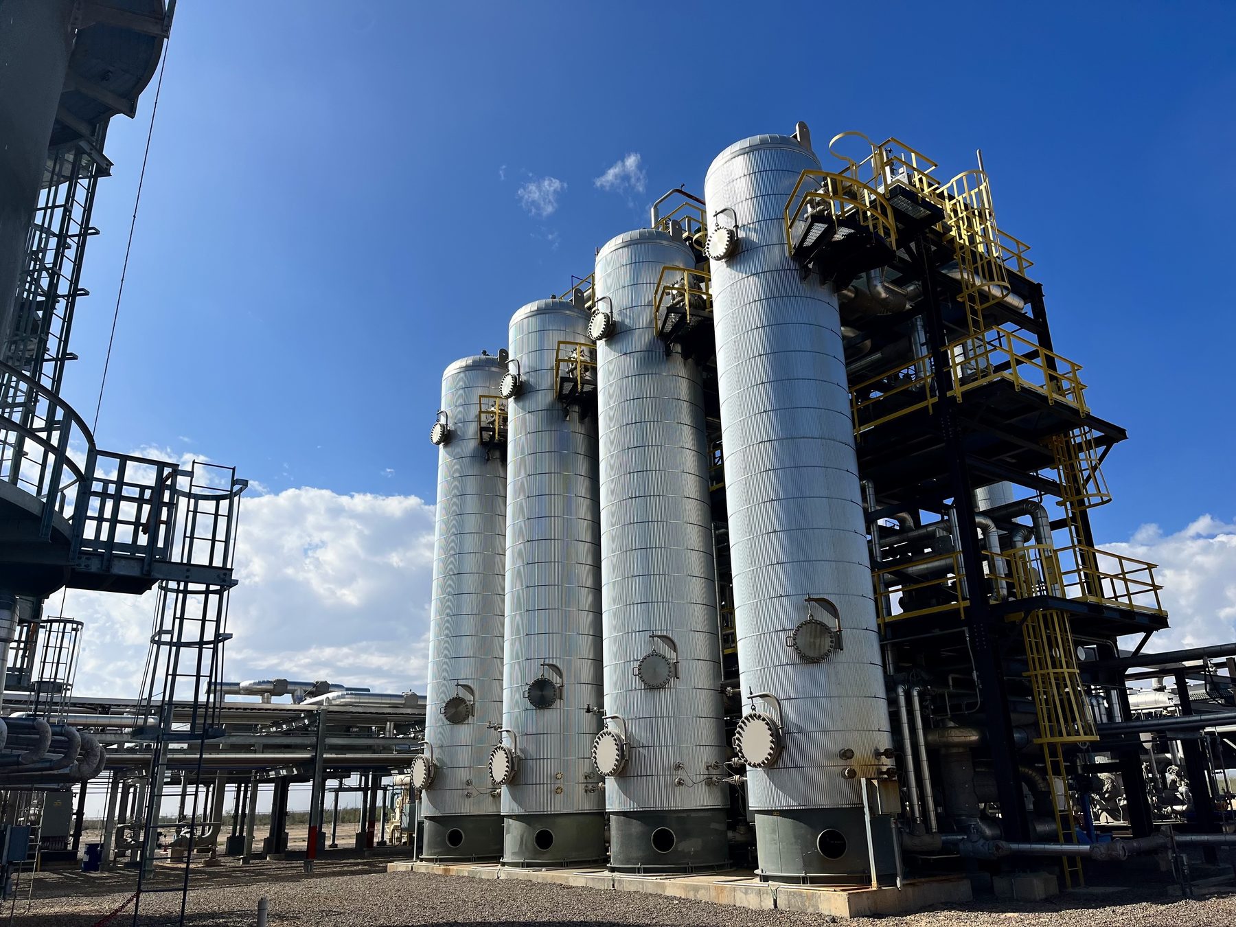 Process vessels and steelwork at Project Roadrunner in West Texas